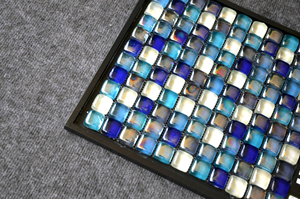 Galet <span class=keywords><strong>bleu</strong></span> carreaux de mosaïque de verre <span class=keywords><strong>douche</strong></span> salle de bain - Product Image 3