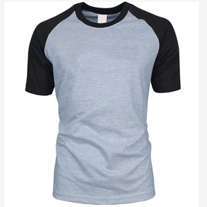 Maglietta da ginnastica Raglan a due colori a maniche corte da Baseball con maglietta rilassata in cotone con logo personalizzato stampato con logo stampato - Product Image 3