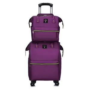 Wholesale fashion 2 in 1suitcase set outdoor travel backpack trolley luggage bag