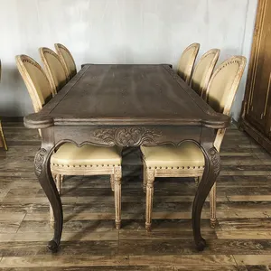 Dining Table Solid Wood JW Furniture Top Sale Rustic Design Dining Rectangular Table Chair Set Solid Oak Wood Furniture