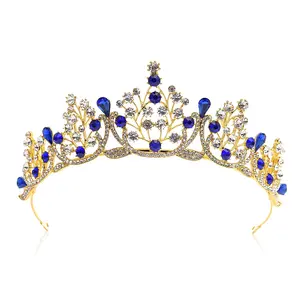 Роскошная свадебная корона для невесты с высококачественными цветами тиары золотого и серебряного цвета