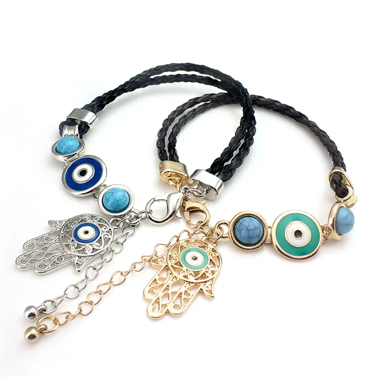 Personality Hamsa Palm Bracelet Jewelry Handmade Braided Evil Eye Bracelet Cheap Price