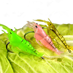 10 pz/scatola Esca da Pesca Artificiale in Plastica Morbida, Simulazione Gamberetto/Gambero 4cm 2g con Amo - Product Image 1