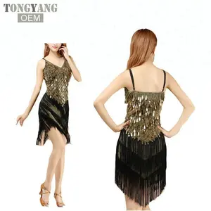 TONGYANG New arrivals sexy fringe latin dance dress for girls cheap tassel latin dance skirt on sale custom dancing dress