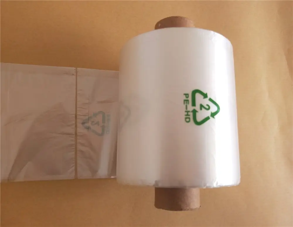 HDPEถุงแบนในม้วนที่มีการพิมพ์แกนกระดาษ