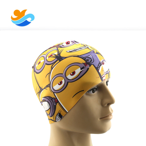 Gorros de natación impermeables de silicona 100% estampados personalizados para nadar - Product Image 5