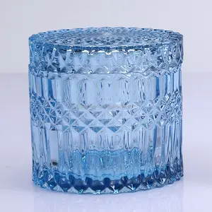 Frascos de vidro de cristal exclusivos feitos à mão para velas e doces, potes coloridos