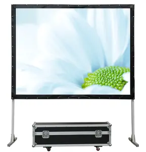 300 inch 4:3 and 16:9 format front and rear material foldable/portable fast fold projection screen for exhibition