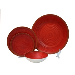 <span class=keywords><strong>Amazon</strong></span> top vendedor 2019 cocina <span class=keywords><strong>vajilla</strong></span> OEM barato 4 pcs irrompible rojo redondo cena de <span class=keywords><strong>melamina</strong></span> juego de mesa - Product Image 1