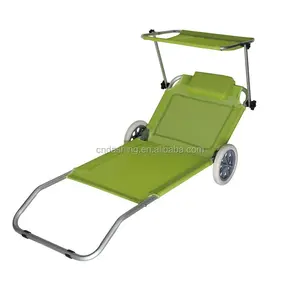 Fauteuil de plage pliable en Aluminium, chaise d'extérieur pour plage, pare-soleil, 2 pièces, bon marché, fauteuil de salon avec roue