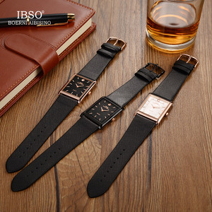 Zwo <span class=keywords><strong>IBSO</strong></span> — montre bracelet en cuir pour hommes, accessoire de mode masculine, Ultra-fin, cadran Rectangle, à Quartz, étanche, 7MM, 2232 - Product Image 5