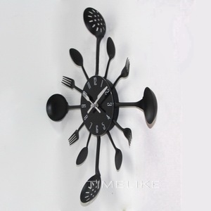 16 pouces <span class=keywords><strong>Horloge</strong></span> Murale De <span class=keywords><strong>Cuisine</strong></span> <span class=keywords><strong>Fourchette</strong></span> et Cuillère En Métal Horloges Murales Art Montre pour La Maison Décoration Quartz Analogique Salon Simple Face - Product Image 5