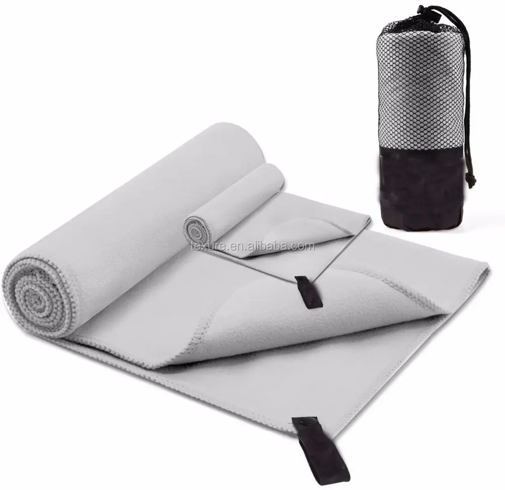 Microfiber Quick-Dry Sport and Travel Towels Set Adult Square Polyester Woven with Carry Bag for Airplane Use