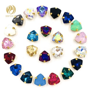 Strass en cristal à coudre avec griffe en or, <span class=keywords><strong>Triangle</strong></span>, grosse pierre naturelle K9 - Product Image 1