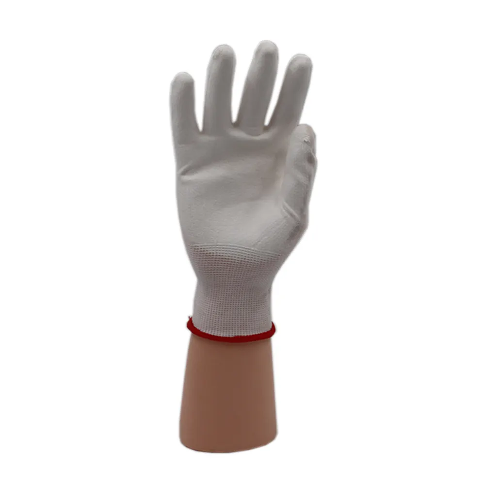 Venta caliente blanco cómodo Industrial de poliéster guantes de trabajo