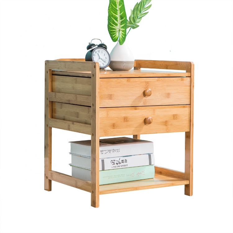 Comodino Impilabile Per Camera Da Letto40x28,6x62,6cm Comodino Doppio impilato di bambù Comodino in Legno massello Organizzatore da Letto Comodini da Salotto Comodino In Bambù Comodino 2 Pezzi