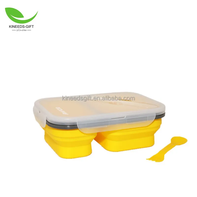 Große Kapazität Silikon Zusammenklappbaren Tragbaren Mittagessen Container Mikrowelle Schüssel Bento Box Falten Lagerung Von Lebensmitteln Lunchbox