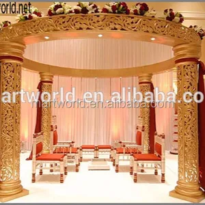 India Ontwerp Laatste Crystal Kolommen Mandap Aziatische Bruiloft Stadium Indoor Hal Achtergrond Decoraties Receptie Bridal Evenementen (MBD-008)