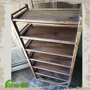 Vintage wooden display rack, rustic handmade <b>shoe</b> stand <b>with</b> <b>wheels</b>, custom portable Industrial storage display - Product Image 4