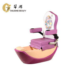 Chaise de massage pour les pieds en cuir PU doux de couleur violet pour enfants, salon de beauté, avec bol - Product Image 1