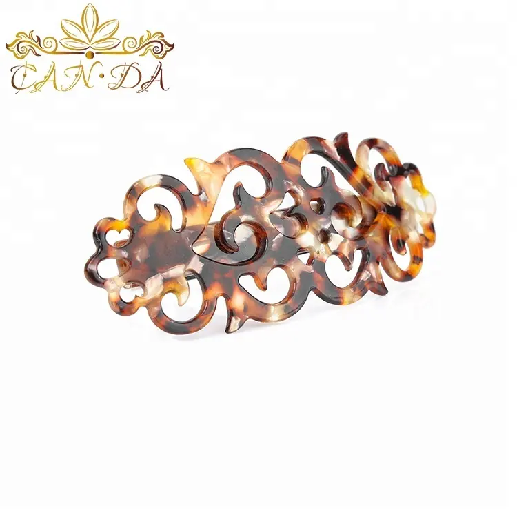 CANYUAN High quality fancy tortoise shell effect barrette supplies barrettes metal hair clips for girls