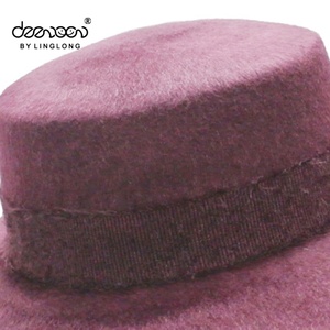Chicas de Ala Ancha al por mayor Hecha A Mano 100% de Fieltro de Lana FloppyHat Con Vellosidades - Product Image 4