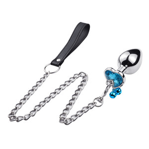 3 Maten Hart Vorm Diamant Basis Decoratie Anale Plug Met Belletjes Butt Plug Met Ketting Kits - Product Image 4
