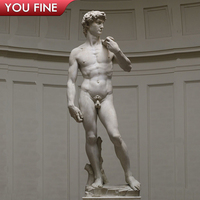YOUFINE Life-Size Famous Hand Carved White Marble David Statue for Villa Garden Estate Entrance