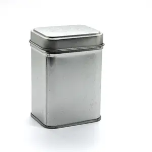 small rectangle tea spice tin box glossy varnish easy hold metal packaging custom made silver gift can