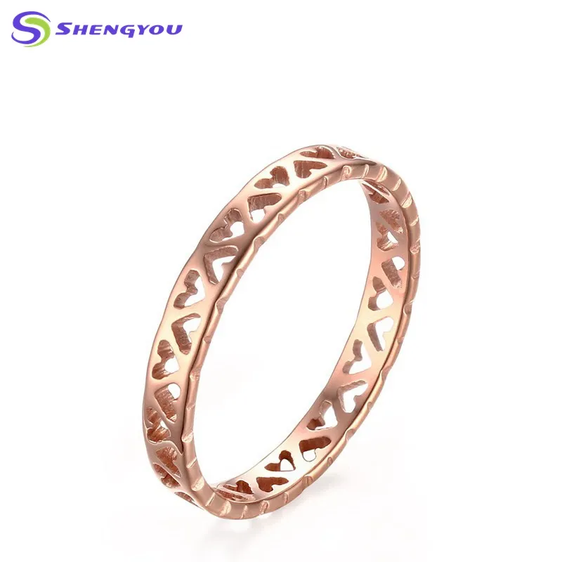 Latino Stil Teile Edelstahl Titan Rose Gold Herz Ring Schmuck