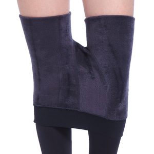 Leggings minces d'hiver Super élastiques en faux velours pour femmes pantalons en cachemire chauds de grande taille avec fermeture à la taille élastique <span class=keywords><strong>motif</strong></span> solide - Product Image 2