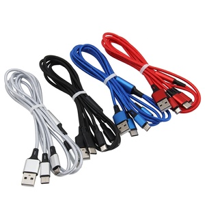 สายชาร์จไนล่อนถัก1.2ม. 3 In1 USB หลายช่องชาร์จเร็วสำหรับ iPhone 13 12 XS x Type C สายชาร์จไมโคร USB - Product Image 1