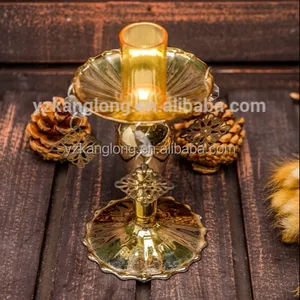 Vintage Pendants Decor Glass Candle Holders with Golden Plating Color