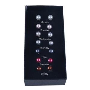 perlas de agua dulce señora de <span class=keywords><strong>la</strong></span> oficina <span class=keywords><strong>la</strong></span> semana de Lunes a Domingo buen regalo pendiente del perno prisionero conjunto - Product Image 1