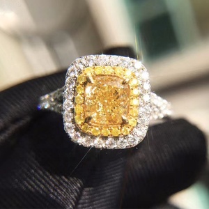 Custom 18k White Gold <strong>Wedding</strong> <strong>Ring</strong> <strong>Cushion</strong> Cut Yellow Moissanite <strong>Ring</strong> - Product Image 6