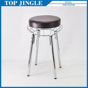 Tabouret de dressing moderne en métal blanc avec coussin - Product Image 4