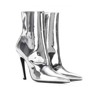 2018 Sıcak Satış Patent Deri Ayakkabı Bayanlar Fetiş Çizmeler Seksi Stiletto Patik Ayna Deri Yüksek Topuk Olgun Kadın yarım çizmeler - Product Image 5