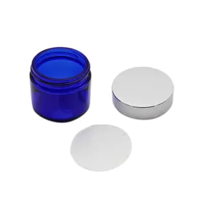 custom 70ml cobalt blue frosted cosmetic cream glass jar supplier