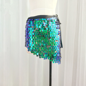 Belly Dance <strong>Sequin</strong> Hip Scarf Wrap <strong>Skirt</strong> Women Party Club Tassel <strong>Sequin</strong> <strong>Skirt</strong> - Product Image 4