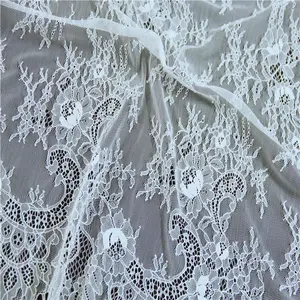 En gros De Haute Qualité en nylon blanc africain dentelle robe tissu