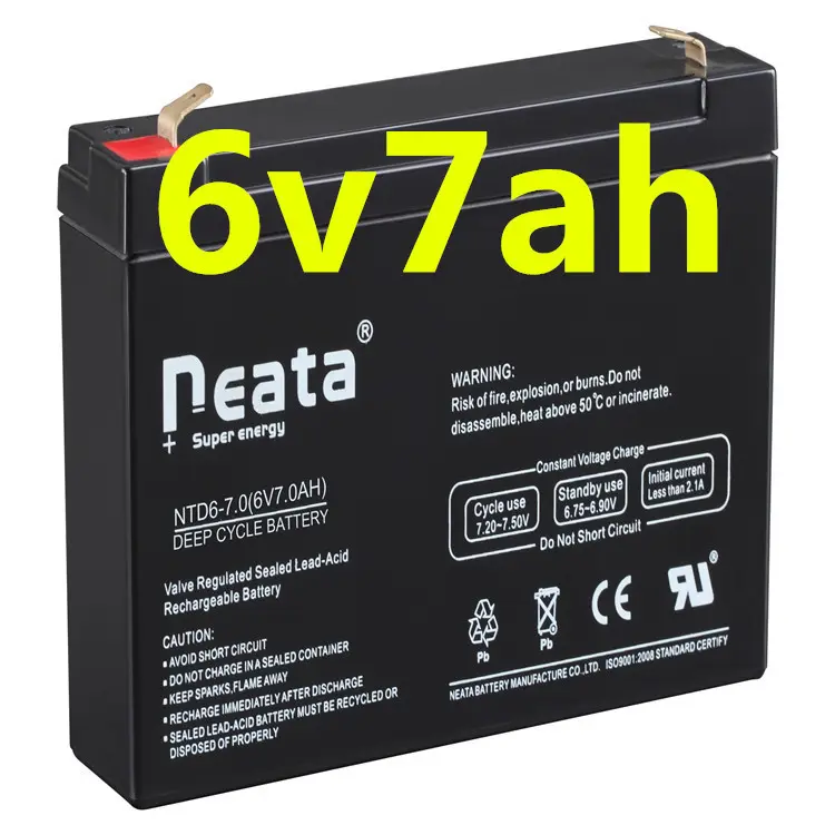 Neata 6v 7ah lead acid deep cycle battery for solar energy power system