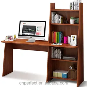 โต๊ะไม้เขียนหนังสือ,โต๊ะเรียนหนังสือเวิร์กสเตชันสำหรับบ้านสำนักงานตู้หนังสือปรับระดับได้โต๊ะคอมพิวเตอร์พร้อมชั้นวางของ