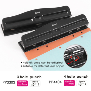 Foska Perforadora de papel manual de metal portátil 12 hojas Perforadora de oficina ajustable Color negro - Product Image 4