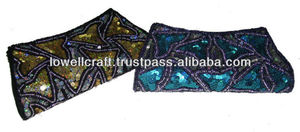 <b>Wedding</b> Evening <b>Clutch</b> Women Satin Beaded Sequin Design Flower Purse Lowellcraft - Product Image 3