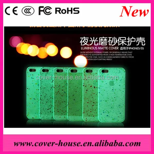 Hot selling Luminous frosted PC cover case for Apple iPhone 5 5S Bright mobile phone case in dark