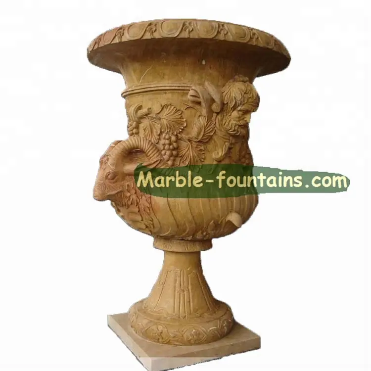 Cup Vorm Hand Carve Sculptuur Decoratieve Wit Marmer Bloempot Voor Planten