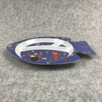 Assiette pour enfant en mélamine en forme de poisson, assiette en plastique pour enfant