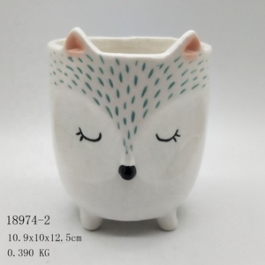 De cerámica maceta suculenta olla Fox en forma de <span class=keywords><strong>Cactus</strong></span> planta sin bandeja de bambú para la casa de escritorio de oficina - Product Image 4