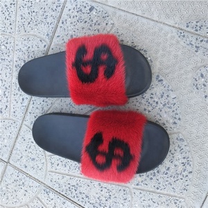 Pantofole dell'orsacchiotto della pelliccia di visone reale di logo personalizzato all'ingrosso di vendita calda di marca famosa per le donne - Product Image 2