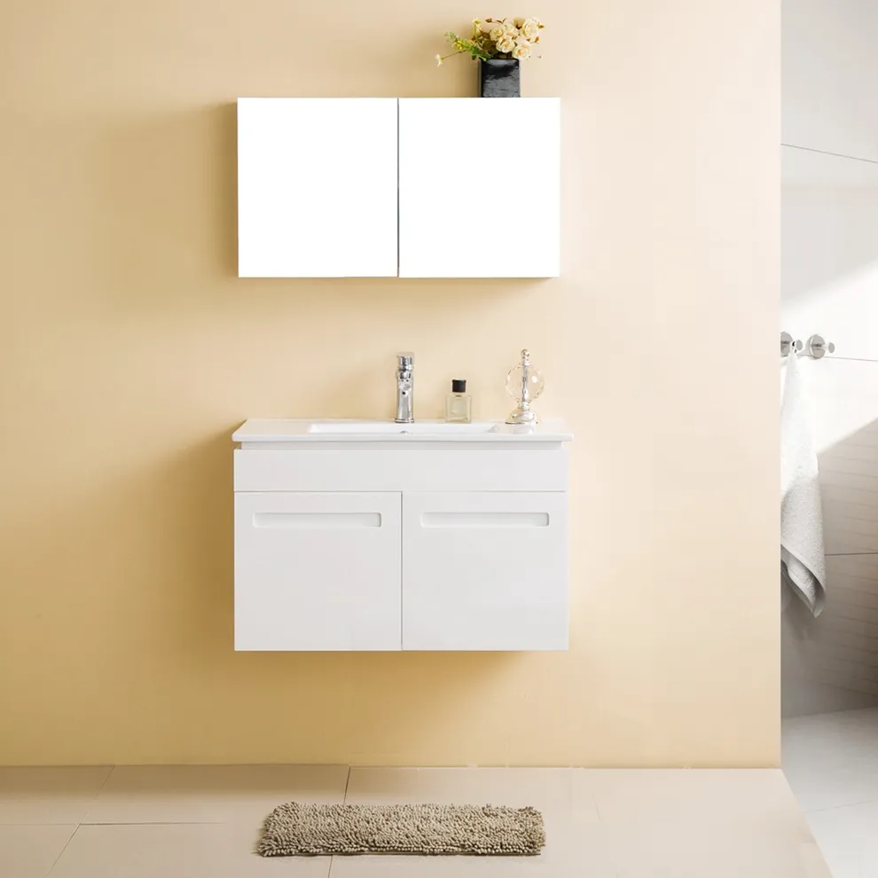 Certifié FSC 72 pouces vanité de salle de bain meubles de salle de bain europe simple évier salle de bain vanité avec miroir